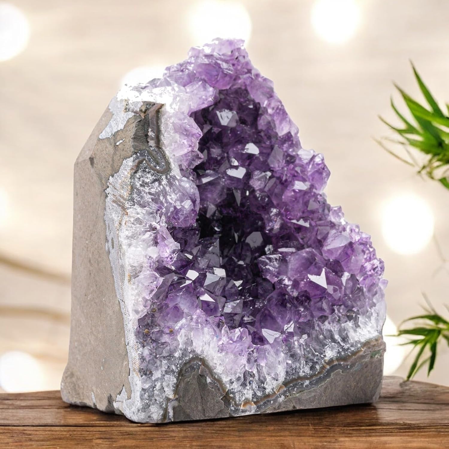 Amatista natural (de 2 libras a 3 libras) - Altura de 4" a 7" - Piedra de racimos de cristal de cuarzo geoda en bruto de Uruguay - Color púrpura profundo